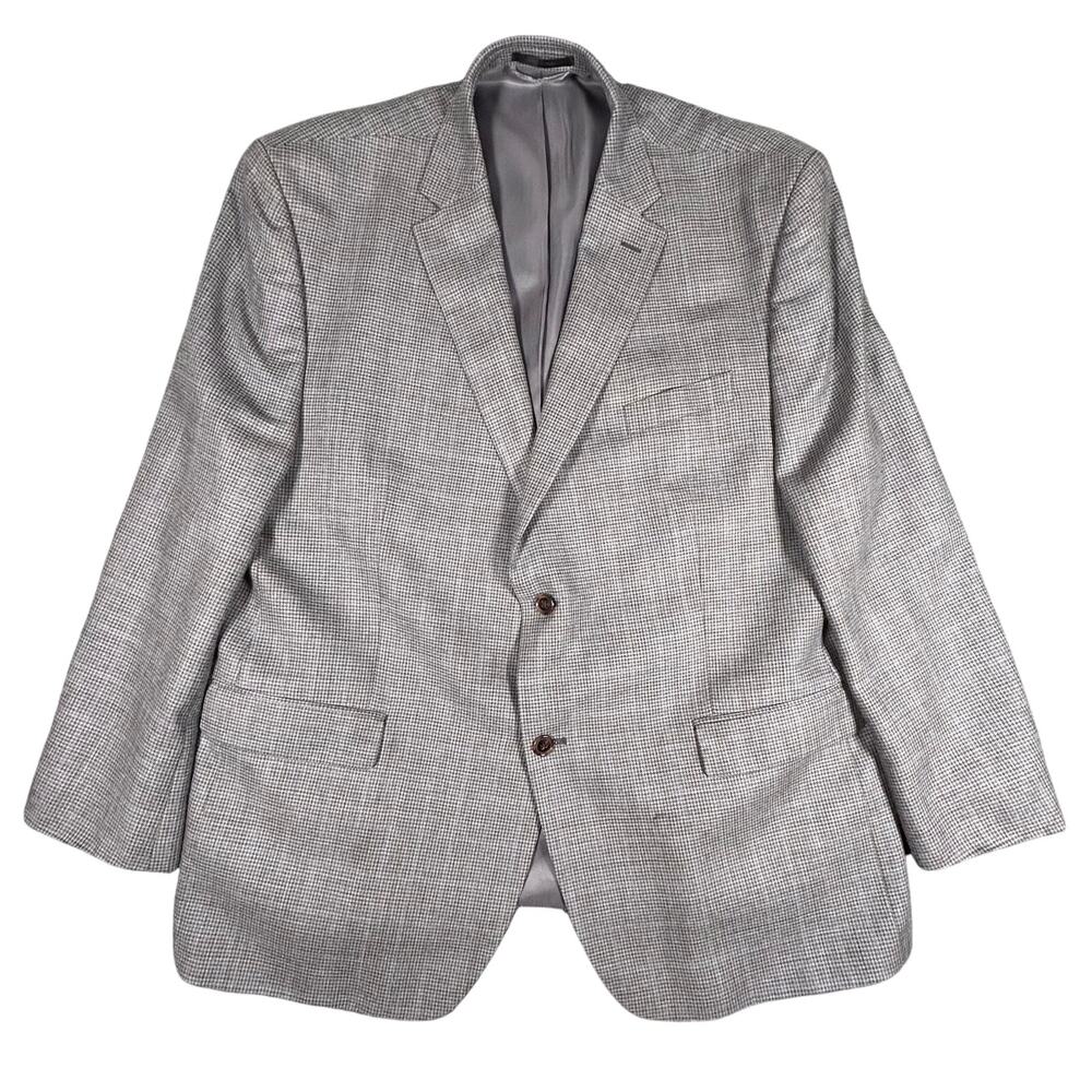 Lauren Ralph Lauren Blazer Silk Wool 48R Gray Two Button Single Vent Suit Jacket